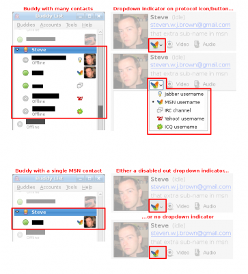 Further illustrating the protocol button next to the contact list.