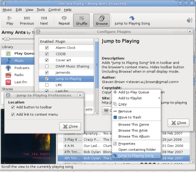toolbar button, context menu item, about dialog, configure dialog
